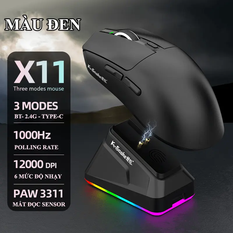 MOUSE GAMING K-SNAKE X11 PRO WIRELESS BLACK